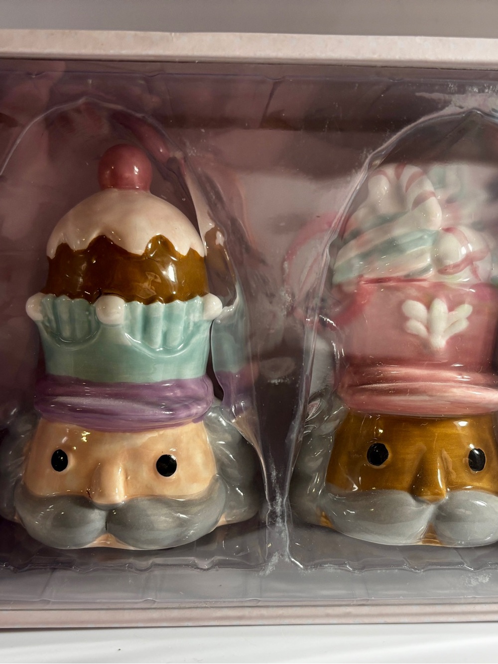 Peppermint & Pine Ceramic Nutcracker Cupcake Salt & Pepper Set New In Box